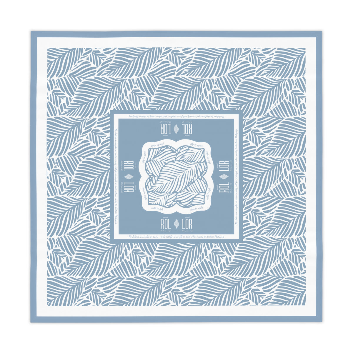 Instructional Mahjong Tablecloth — Coastal Leaves Mah Jongg Table Cover | 55” x 55” I Isle & Coast Mahjong Collection