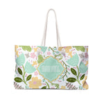 Mahjong Tote Bag — Seafoam Blooms Mah Jongg Carryall Bag for Racks & Tiles | 24” × 13” | The Wan Garden Mahjong Collection