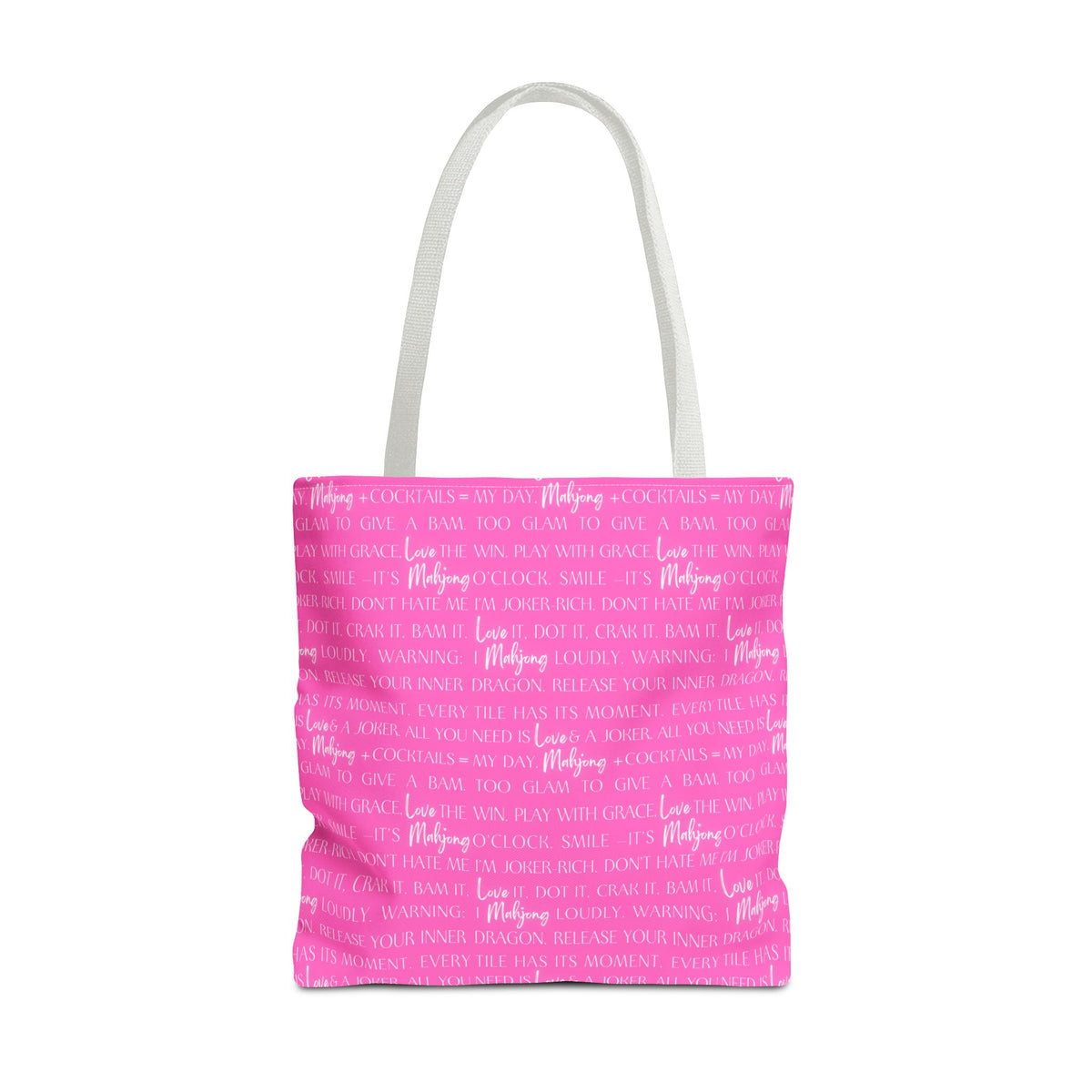 Mahjong Bag — Petal Pink Mah Jongg Carryall Bag | 18” × 18” × 3” | Handle 28” I Love Mahjong Collection