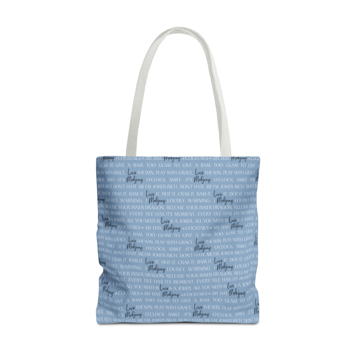 Mahjong Bag — Azure Mist Mah Jongg Carryall Bag | 18” × 18” × 3” | Handle 28” I Love Mahjong Collection