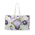 Mahjong Tote Bag — Lavender Blooms Mah Jongg Carryall Bag for Racks & Tiles | 24” × 13” | The Wan Garden Mahjong Collection