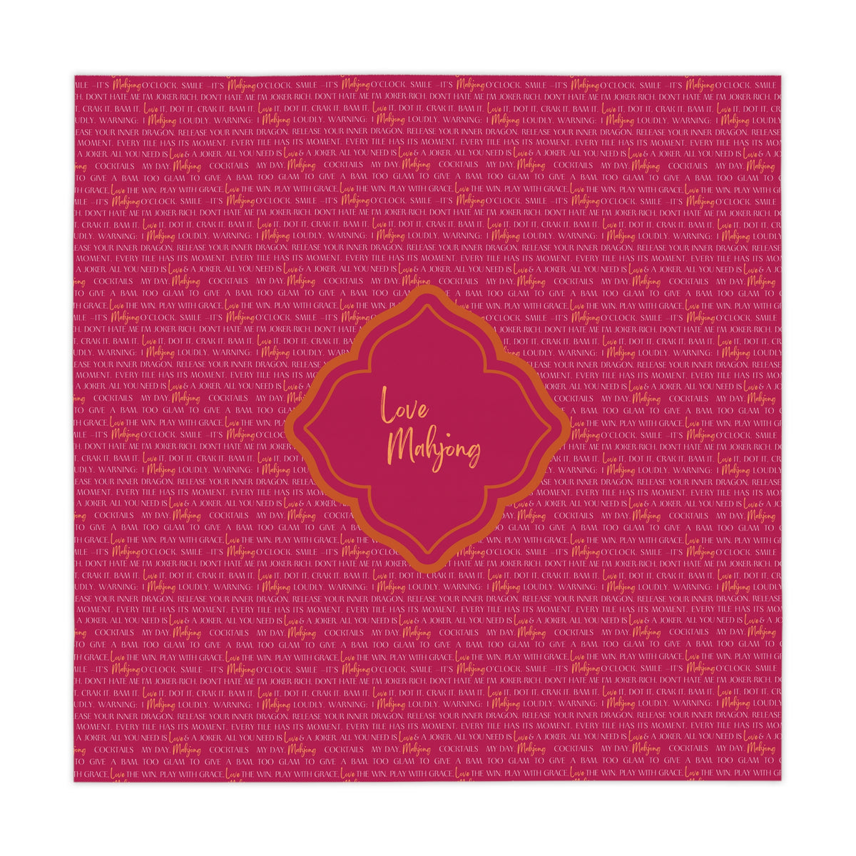 Mahjong Tablecloth — Coral & Fuchsia Mah Jongg Table Cover | 55” x 55” I Love Mahjong Collection