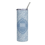 Mahjong Tumbler Coastal Leaves “Too Glam to Give a Bam" | 20oz Slim Tumbler with Lid & Reusable Straw | Isle & Coast Mahjong Collection