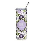 Mahjong Tumbler Lavender Blooms "Mahj O’Clock" | 20oz Slim Tumbler with Lid & Reusable Straw | The Wan Garden Mahjong Collection