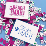 Tropical Mahjong Tiles I On the Go Travel Set I Custom Lid Edition