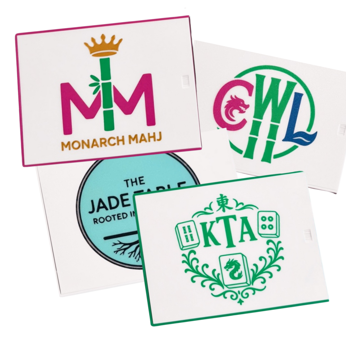 Tropical Mahjong Tiles I On the Go Travel Set I Custom Lid Edition