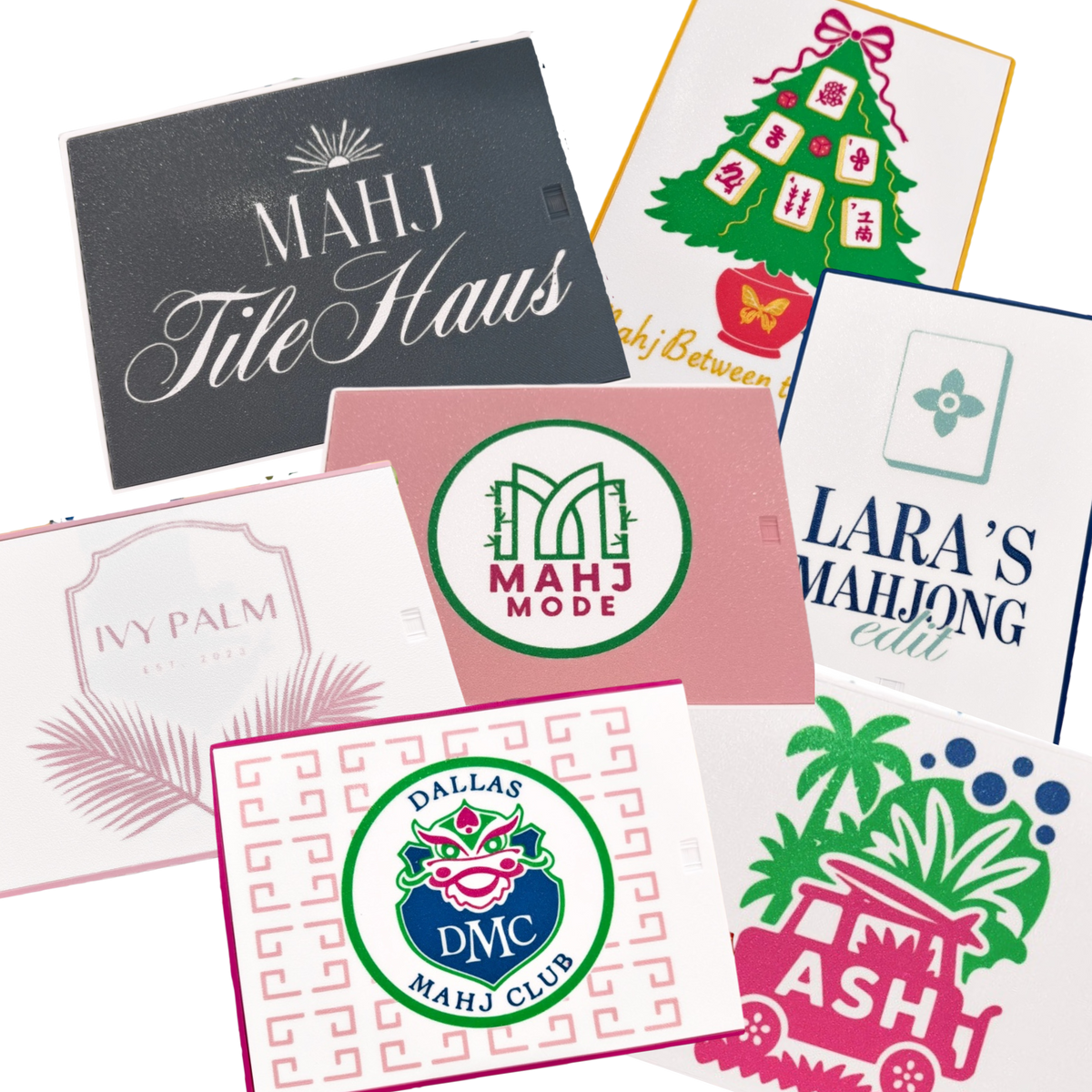 Tropical Mahjong Tiles I On the Go Travel Set I Custom Lid Edition