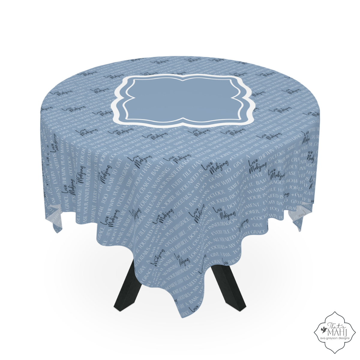 Mahjong Tablecloth — Azure Mist Mah Jongg Table Cover | 55” x 55” I Love Mahjong Collection