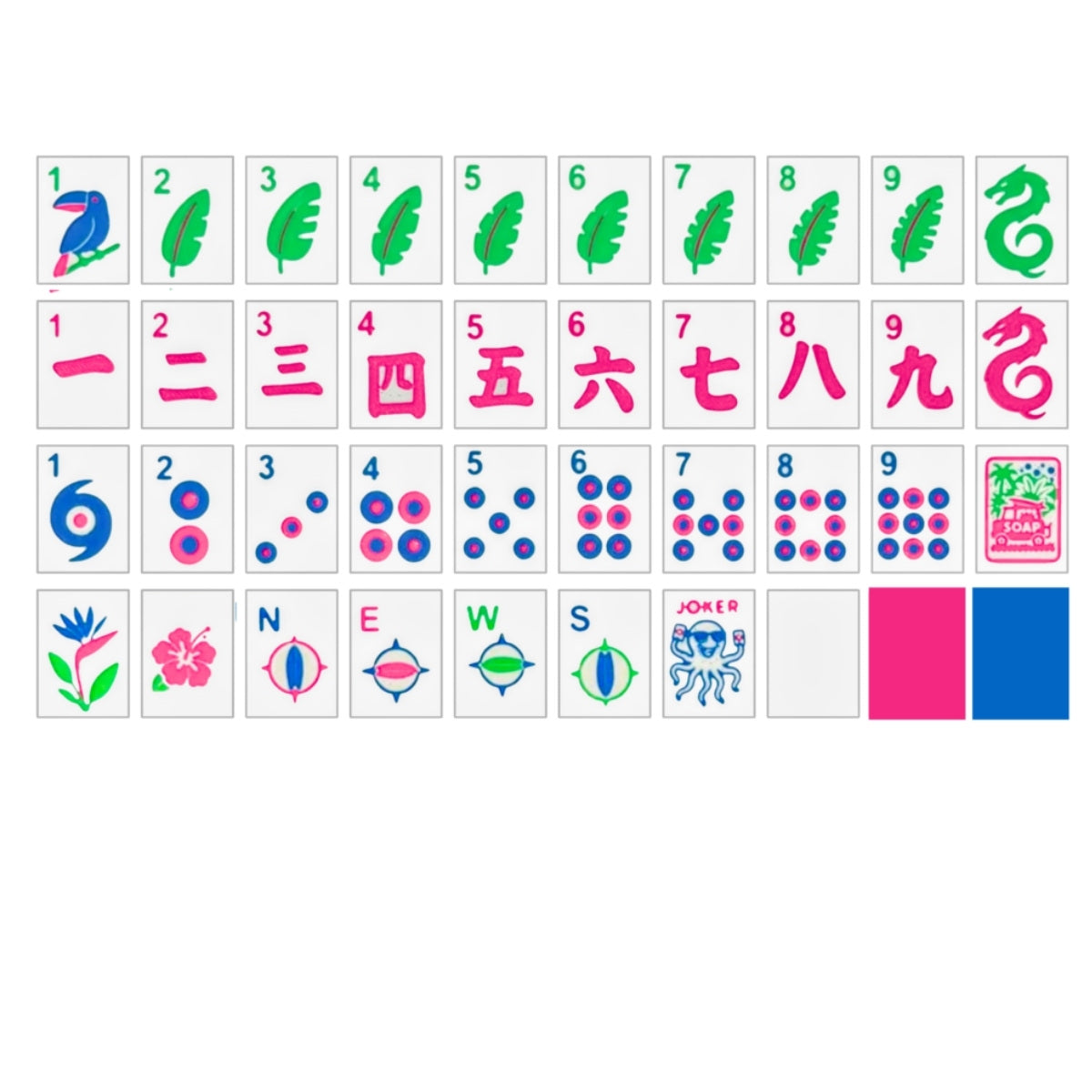 Holiday Mahjong Tiles I On the Go Travel Set I Tropical + Holiday