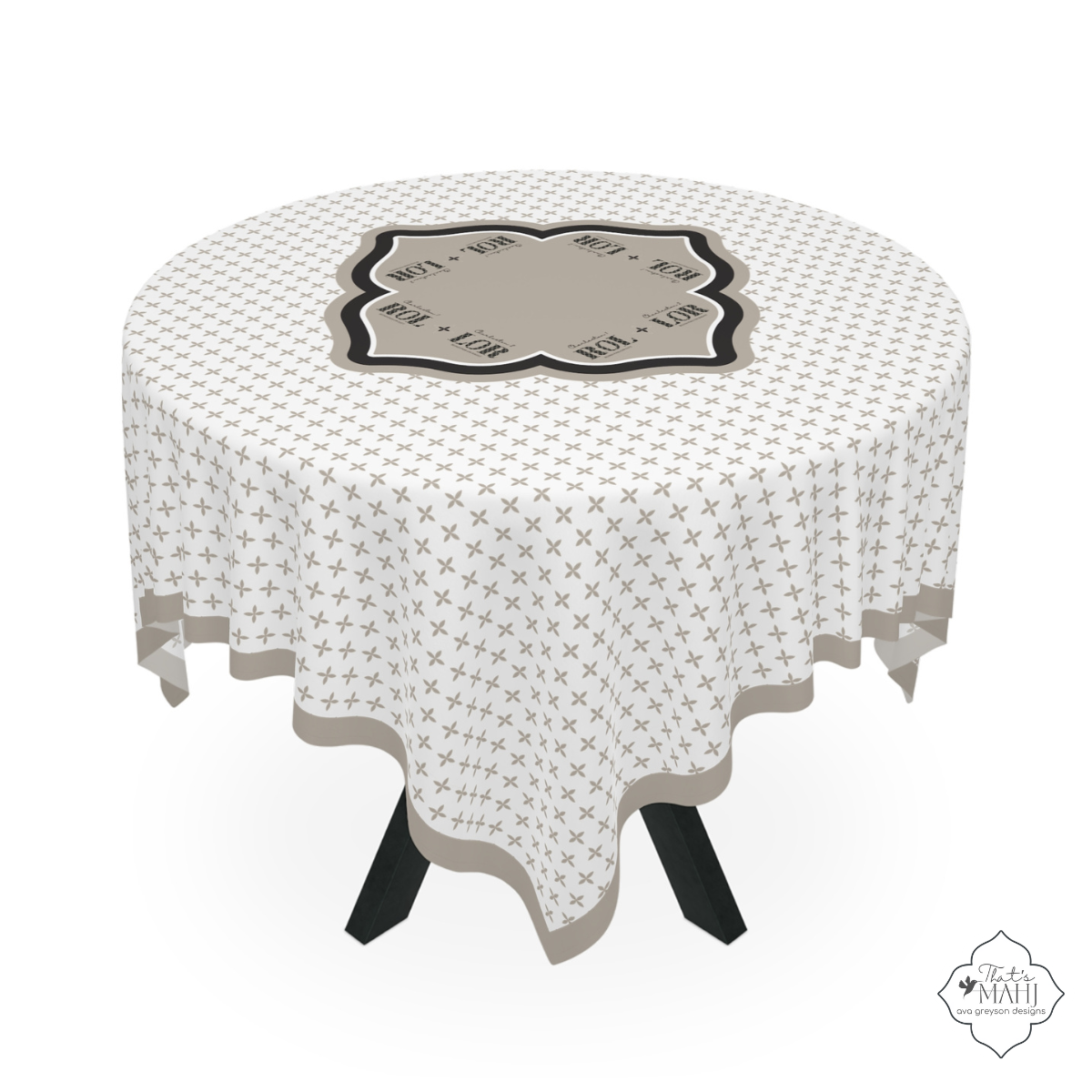 Mahjong Tablecloth — Mocha Luxe Mah Jongg Table Cover | 55” x 55” I Mocha Luxe Mahjong Collection
