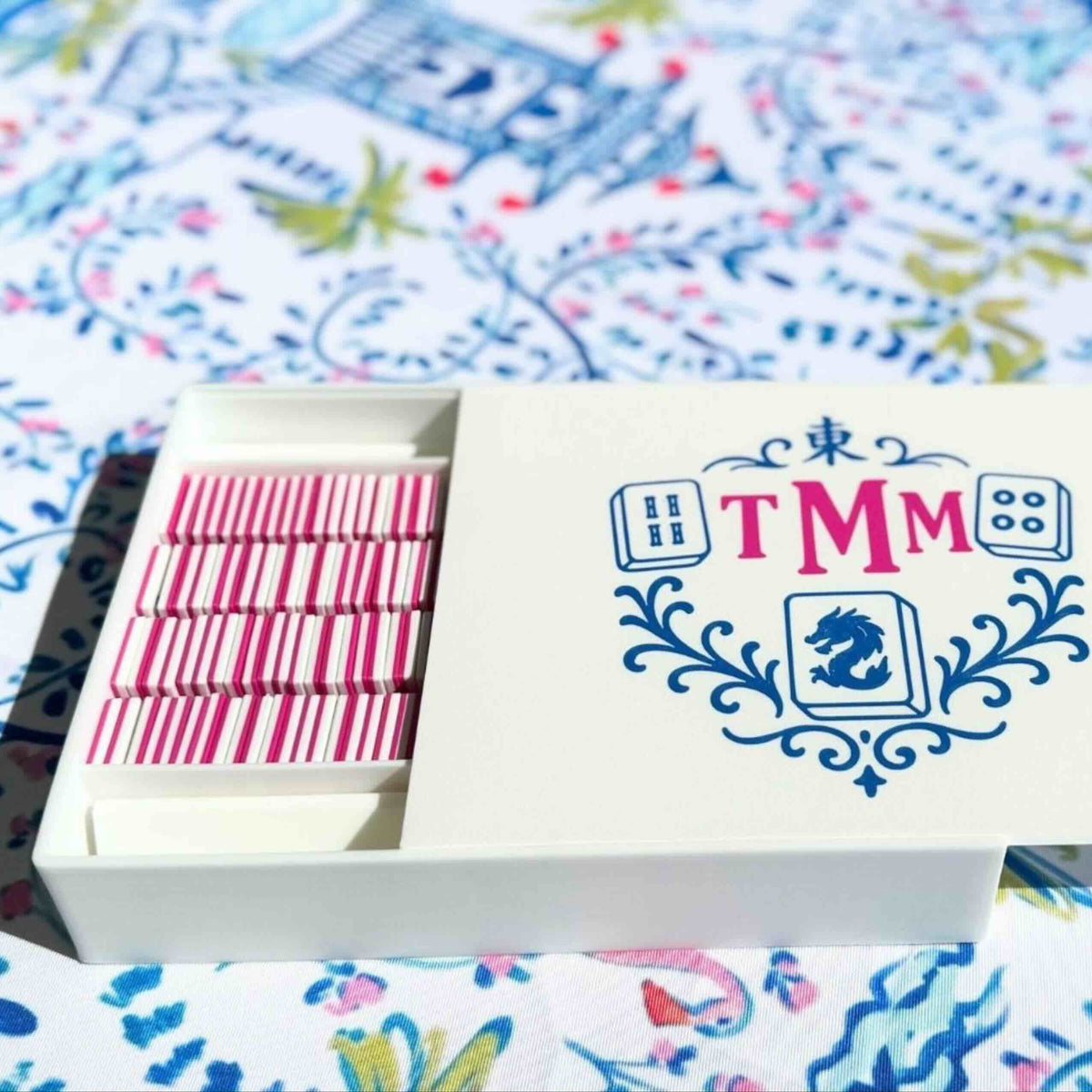 Tropical Mahjong Tiles I On the Go Travel Set I Custom Lid Edition