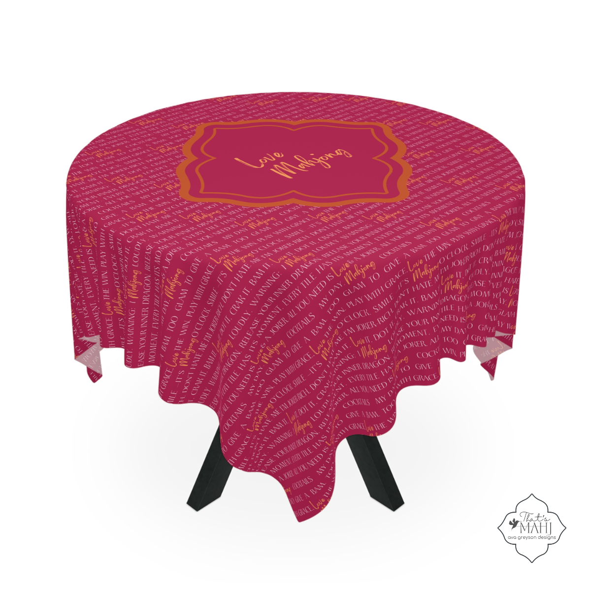 Mahjong Tablecloth — Coral & Fuchsia Mah Jongg Table Cover | 55” x 55” I Love Mahjong Collection