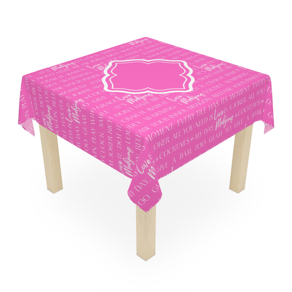 Mahjong Tablecloth — Petal Pink Mah Jongg Table Cover | 55” x 55” I Love Mahjong Collection