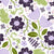Swatch of the Wan Garden Mahjong fabric with lavender and violet blooms, dragons and pagodas.
